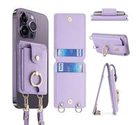 Vorhcaum Cartera cruzada para tarjetas, soporte de anillo de rotación de 360°, cartera de piel sintética para teléfono, funda RFID universal, fundas de bolsillo, correa de crédito para iPhone y todos