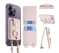 Vorhcaum Cartera cruzada para tarjetas, soporte de anillo de rotación de 360°, cartera de piel sintética para teléfono, funda RFID universal, fundas de bolsillo, correa de crédito para iPhone y todos
