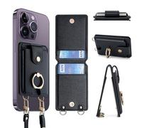 Vorhcaum Cartera cruzada, soporte de anillo de rotación de 360°, cartera de piel sintética para teléfono, funda RFID universal, fundas de bolsillo, correa de crédito para iPhone/todos los teléfonos