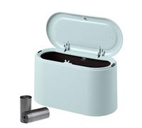 VORHOT Cubo de Basura con Tapa de Resorte, 2L Mini Papelera Escritorio con 2 Rollos de Bolsas de Basura, Pequeño Design Cubos Basura, Papeleras de Plastico para Baño Oficina Hogar 22 * 11 * 13cm