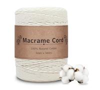 VORHOT Hilo Macrame 3mm Beige, 300M Cuerda Macrame, Cordón de Algodón Natural para Tapices, Colgadores de Plantas, Manualidades, Bricolaje y Decoración Bohemia del Hogar