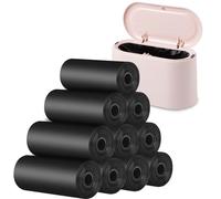 VORHOT Mini Bolsas de Basura - 10 Rollos, 150 Unidades para Cubos de 2 L - Negras para Baño, Cocina, Dormitorio