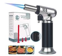VORHOT Soplete de Cocina, Ajustable y Recargable Soplete Gas con Cerradura de Seguridad, Profesional Antorcha Butano Encendedor para Barbacóa Brulée Crema Cámping DIY(Gas No Incluido)