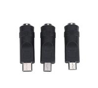 VORILO Juego de conversión de entrada hembra de 5,5 x 2,1 mm | Tres estilos de punta de salida, tipo C incluido, grupo adaptador de suministro de 5 V, negro, acabado de 3 piezas