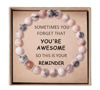 VorIrydian Pulsera De Cristal De Cuarzo Rosa, Pulsera Elástica de Piedras Naturales, pulseras de piedra natural, Cadena De Piedra Natural De Cebra Rosa,Regalo de Joyería para Equilibrio y Bienesta