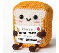 VorIrydian Regalo de tostada de ganchillo hecho a mano, regalos de amistad para mujeres, tostadas de ganchillo de apoyo emocional hechas a mano con tarjeta de juego de palabras, regalos de boda