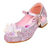 Vorkhuaeri Zapatillas de Princesa para Niñas Elsa Tacones Altos Zapatos Baile Niños Zapatos Disfraz Princesa Adecuados Vestir Fiesta Cosplay Boda (C3-Rosa,34)