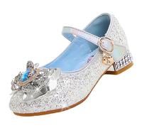 Vorkhuaeri Zapatillas de Princesa para Niñas Elsa Tacones Altos Zapatos Baile Niños Zapatos Disfraz Princesa Adecuados Vestir Fiesta Cosplay Boda (A2-Silver,29)
