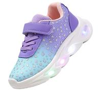 Vorkhuaeri Zapatos Elsa con Luces Niña, Zapatillas Princesa con Luz LED para Bebés Cumpleaños de Niña Casuales Tenis Deporte (A1-Purple-Mesh2,29)