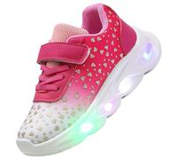 Vorkhuaeri Zapatos Elsa con Luces Niña, Zapatillas Princesa con Luz LED para Bebés Cumpleaños de Niña Casuales Tenis Deporte (A3-Rosa-Mesh,28)