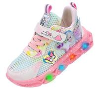 Vorkhuaeri Zapatos Elsa con Luces Niña, Zapatillas Princesa con Luz LED para Bebés Cumpleaños de Niña Casuales Tenis Deporte (A3-Rosa-Mesh,27)