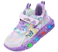 Vorkhuaeri Zapatos Elsa con Luces Niña, Zapatillas Princesa con Luz LED para Bebés Cumpleaños de Niña Casuales Tenis Deporte (A3-Purple-Mesh,25)
