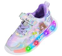 Vorkhuaeri Zapatos Elsa con Luces Niña, Zapatillas Princesa con Luz LED para Bebés Cumpleaños de Niña Casuales Tenis Deporte (B-Purple,25)