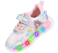 Vorkhuaeri Zapatos Elsa con Luces Niña, Zapatillas Princesa con Luz LED para Bebés Cumpleaños de Niña Casuales Tenis Deporte (B-Rosa,30)