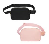 VOROLO - Ri onera de 2 piezas para mujer y hombre, con correa ajustable, color negro y rosa claro