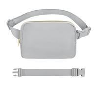 VOROLO Riñonera cruzada con correa ajustable para mujeres y hombres, Gris claro con cuerda, 1 paquete con cuerda