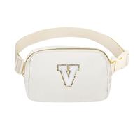 VOROLO Riñonera cruzada con correa ajustable para mujeres y hombres, Letra V blanca, 114 centimeters, 1 paquete de letra inicial blanca