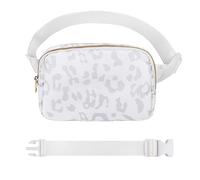 VOROLO Riñonera para correr para mujeres y hombres, bolsa cruzada con correa ajustable para deportes, Leopardo blanco con cuerda, Talla única
