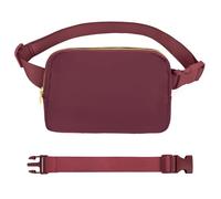 VOROLO Riñonera para correr para mujeres y hombres, riñonera cruzada con correa ajustable para deportes, color rojo vino con cuerda, Rojo vino con cuerda, 1 paquete con cuerda