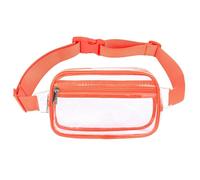 VOROLO Riñonera transparente para mujeres y hombres, riñonera de regalo para mujeres, riñonera con correa ajustable para deportes, color naranja transparente, Transparente Anaranjado, Riñonera