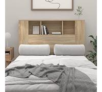 Vorpalize Cabecero con estantes, roble Sonoma, 120 x 18,5 x 102,5 cm, material de madera, cabecero de cama, juego de funda de edredón de diseño moderno con espacio de almacenamiento para dormitorio
