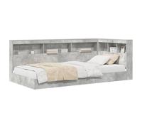 Vorpalize Librería cama con estante hormigón gris 75 x 190 cm madera diseño en forma de L ahorra espacio para dormitorio habitación de invitados moderno minimalista elegante duradero estable