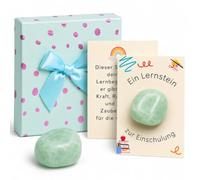 Vorpore Mutstein para niños, regalo de escolarización, con tarjeta y caja de regalo, piedra de la suerte para niñas y niños, piedra natural para bolsa escolar y primer día de escuela