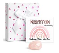 Vorpore Piedra de la suerte para niños para escolarización, cuarzo rosa con tarjeta y caja de regalo, piedra para regalo para colegio, regalo para niñas y niños