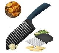 Vorteilspaket Wellenschneider, 2 Stück Wellenschneider, Buntmesser für Wellenschnitt aus Edelstahl, Pommes Wellenmesser 1 Crinkle Cutter&1 Pommes Wellenmesser ür Gemüse Salat und Pommes Frites