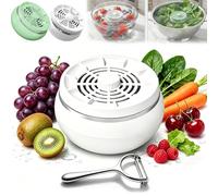 Vortex Fruit and Vegetable Washer, Fruit and Vegetable Purifier Cleaner, Fruits and Vegetables Washing Machine with 4 Cleaning Modes, for Home Kitchen Cooking Grain Rice Seafood (White)