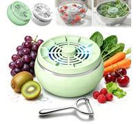 Vortex Fruit and Vegetable Washer, Fruit and Vegetable Purifier Cleaner, Fruits and Vegetables Washing Machine with 4 Cleaning Modes, for Home Kitchen Cooking Grain Rice Seafood (Green)