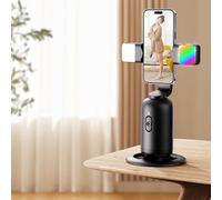 Vortex J01 Base giratoria de 360°, giro de 180°, seguimiento de cara inteligente, recargable, carga de color, soporte de luz, soporte para selfie vertical u horizontal
