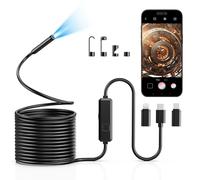 Vorth Cámara de inspección de endoscopio, boroscopio HD 1920P con 8 luces LED, cámara de inspección de serpiente semirrígida de 10 m, IP67 impermeable para tubo de drenaje, herramienta para iOS y