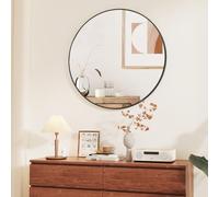 Vortisys 80 cm Espejo Redondo, Espejos Decorativos de Pared, Marco de Aleacion de Aluminio, Cristal Templado, Espejo Redondo Recibidor, para Decoracion, Baño, Entraditas Recibidores