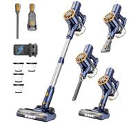 Vortisys Aspiradora sin Cable 55KPa/350W, Aspirador Escoba sin Cable con 4×HEPA, Cepillo Anti-Enredos en V, Aspiradora para Pelo de Mascotas/Alfombras/Suelos Duros