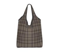 Vortithora Bolsa de compras plegable con patrón de cuadros marrones, reutilizable, bolsa de compras impermeable