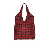 Vortithora Bolsa de compras plegable con patrón de cuadros rojos, reutilizable, bolsa de compras impermeable