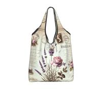 Vortithora Bolsa de compras plegable de lavanda, elegante, vintage, reutilizable, bolsa de compras impermeable