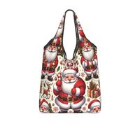 Vortithora Bolsa de compras plegable de Navidad, Santa Claus-Elk, reutilizable, bolsa de compras impermeable