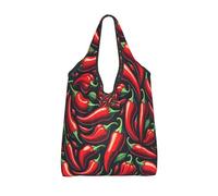Vortithora Bolsa de compras plegable Funny-Chili-Peppers reutilizable, bolsa de compras impermeable