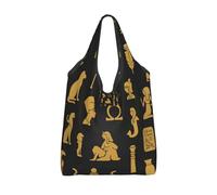 Vortithora Bolsa de compras plegable reutilizable con patrón de Egipto cultural, bolsa de compras impermeable