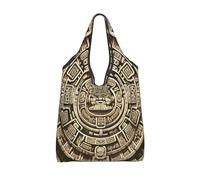 Vortithora Bolsa de compras plegable reutilizable con piedra de calendario maya antiguo, bolsa de compras impermeable