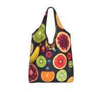 Vortithora Bolsa de compras plegable reutilizable Kiwi-Banana-Fruit, bolsa de compras impermeable