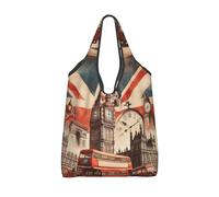 Vortithora Bolsa de la compra plegable de Collage-Icons-Of-London reutilizable, bolsa de compras impermeable