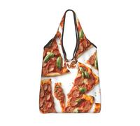 Vortithora Bolsa de la compra plegable reutilizable para alimentos, lonchas de pizza, bolsa de compras impermeable