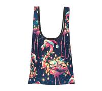 Vortithora Christmas Flamingo-Shining-Light - Bolsa de compras plegable reutilizable para uso diario