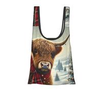 Vortithora Christmas-Highland-Cow - Bolsa de compras plegable reutilizable, bolsa de comestibles portátil para uso diario