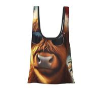 Vortithora Christmas-Highland-Cow-Sunglasses - Bolsa de compras plegable reutilizable para uso diario
