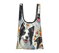 Vortithora Cute-Collie-Dogs-Bolsa de la compra plegable reutilizable con diseño floral para uso diario