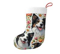 Vortithora Cute-Collie-Dogs-Medias de Navidad de felpa floral de doble cara, decoración de chimenea para regalos familiares